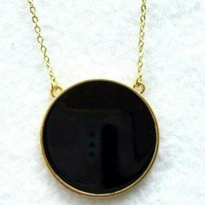 Fornash Enamel Necklace Monogram Black Baby Soft Chain Gold Toned New 16 inch